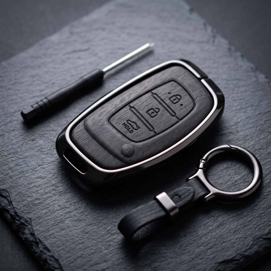 Elantra Old Elite Series Metallic Car Key Case Luxury Zinc Alloy Protection Case(Black)