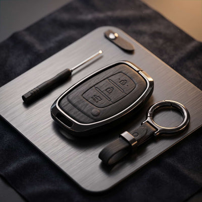 Elantra Old Elite Series Metallic Car Key Case Luxury Zinc Alloy Protection Case(Black)
