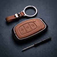 Elantra Old Elite Series Metallic Car Key Case Luxury Zinc Alloy Protection Case(Brown)