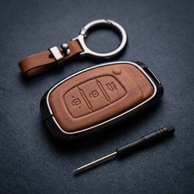 Elantra Old Elite Series Metallic Car Key Case Luxury Zinc Alloy Protection Case(Brown)