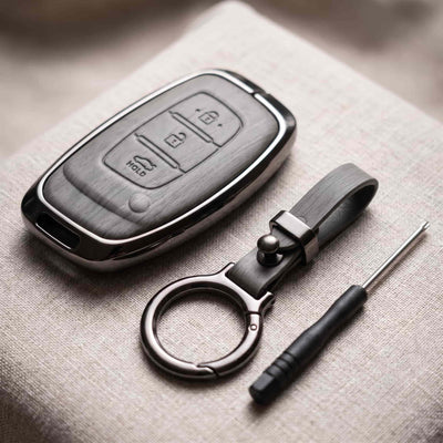 Elantra Old Elite Series Metallic Car Key Case Luxury Zinc Alloy Protection Case(Grey)