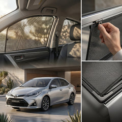 Toyota Corolla 2015-2025 Elite Series Car Window Railing Privacy Curtains Sun shades UV Rays Protection Blinds (4 Pcs)