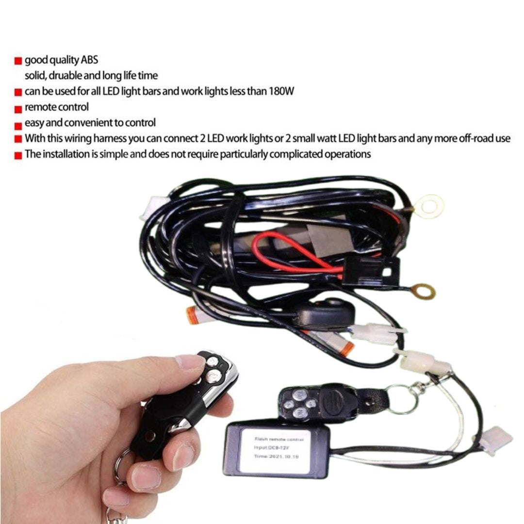 1 Pc Universal 8mm Flasher Switch Kit Relay Harness Wire On-Off Switch Cable 9-12V Remote Control Wiring