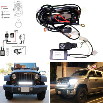 1 Pc Universal 8mm Flasher Switch Kit Relay Harness Wire On-Off Switch Cable 9-12V Remote Control Wiring