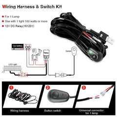 1 Pc Universal 8mm Flasher Switch Kit Relay Harness Wire On-Off Switch Cable 12-24V Remote Control Wiring
