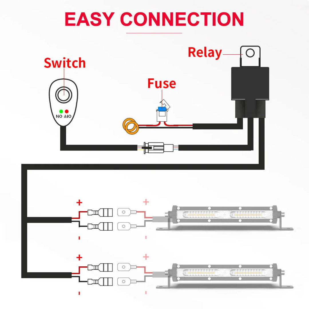 Universal 6mm Flasher Switch Kit Relay Harness Wire On-Off Switch Cable 12-24 Remote Control Wiring 1 Pc