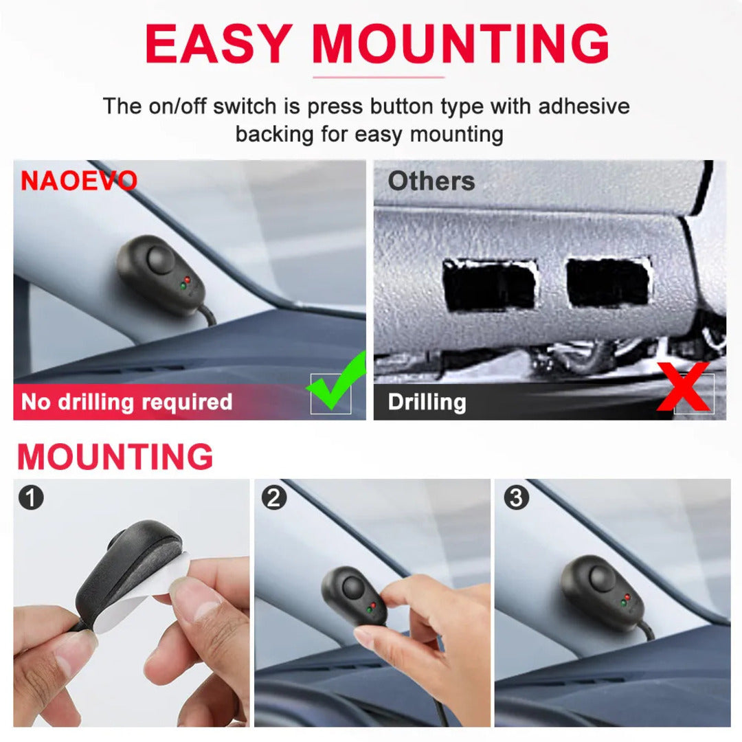 1 Pc Universal 8mm Flasher Switch Kit Relay Harness Wire On-Off Switch Cable 12-24V Remote Control Wiring