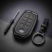 Fortuner 4 Button Elite Series Metallic Car Key Case Luxury Zinc Alloy Protection Case(Black)