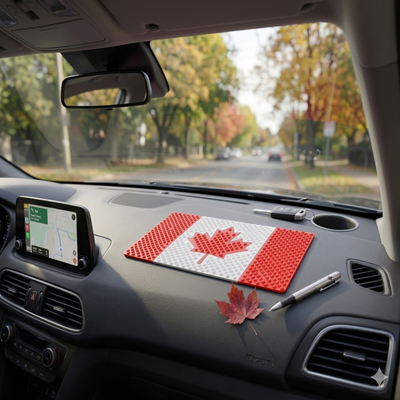 1 Pc Universal Canada Flag Anti Skid Non-Slip Dashboard Matt in Premium Quality
