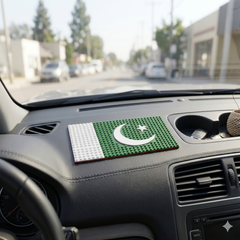 1 Pc Universal Pakistan Flag  Anti Skid Non-Slip Dashboard Matt in Premium Quality