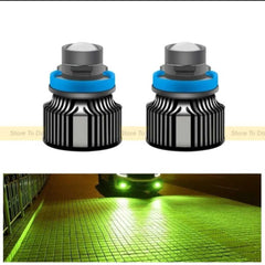 H11 LED Lemon Green Color Car Headlights Projector Laser Fog Lights Automobile / Bumper Light