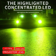 H11 LED Lemon Green Color Car Headlights Projector Laser Fog Lights Automobile / Bumper Light