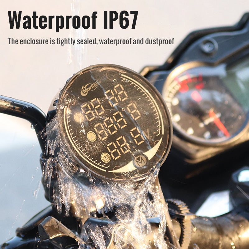 ﻿5 in 1 Waterproof Night Vision Motorcycle Digital Meter Display Time Stopwatch, Temperature, volt meter and charging USB