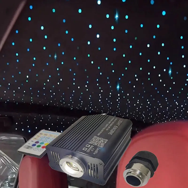 Liuhawk Double Head Fiber Optic 9.5ft Starlight Headliner Kit 600 pcs 0.75mm & 900 Pcs 0.5mm with 100 pcs 1mm Meter Shooting Star, Sound Activated Remote APP Control CAR And HOME Roof Decor