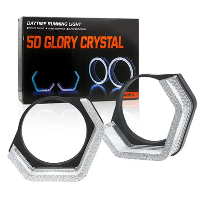 Universal Angel Eye Crystal Ring 2.5 Inch APP Control RGB LED for Car Headlight In Premium Quality 2 Pcs Set
