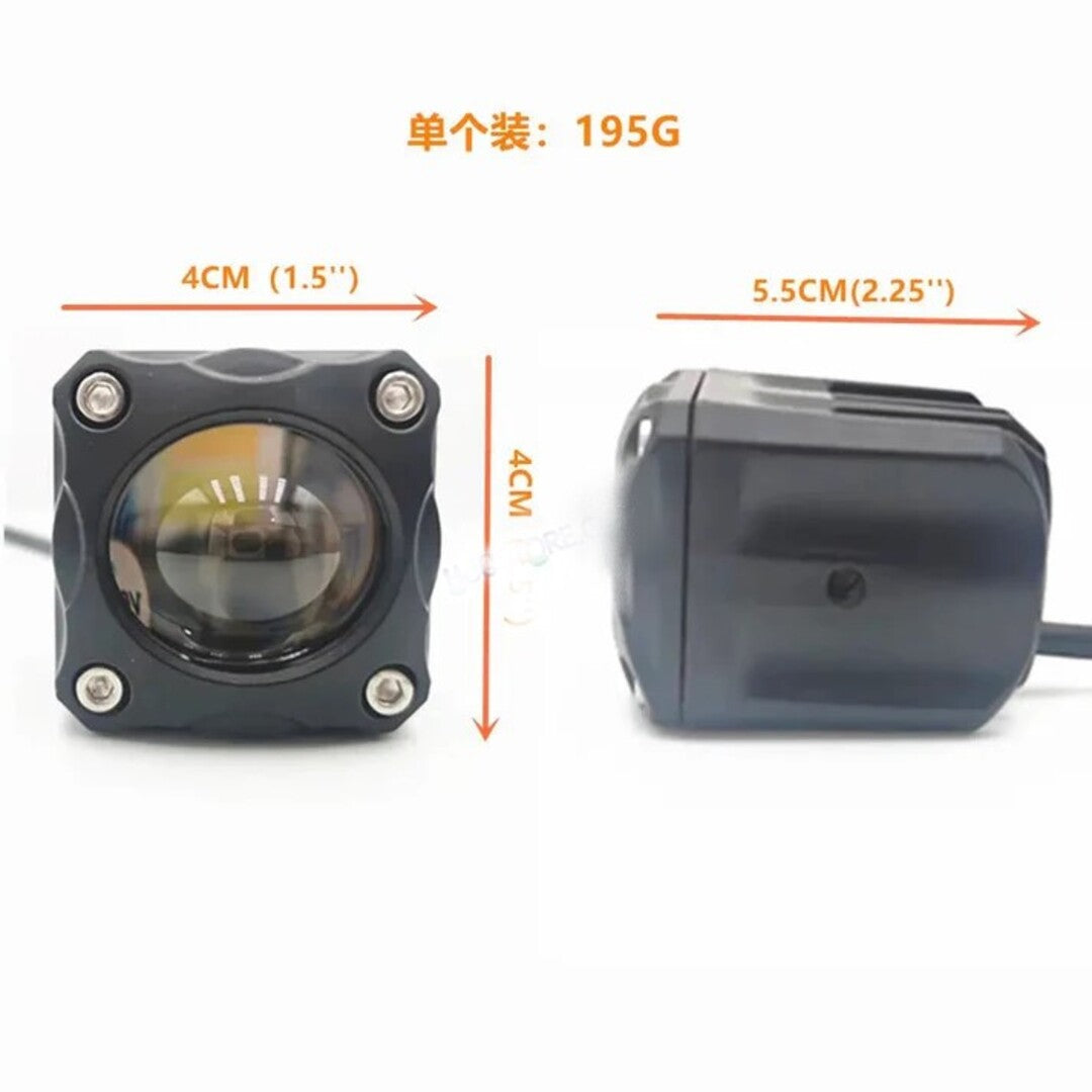 2 Pc Set HJG 120W Mini Projector Driving Fog Lights Three Color With Devil Eye Function For All Bikes, Cars - Jeep