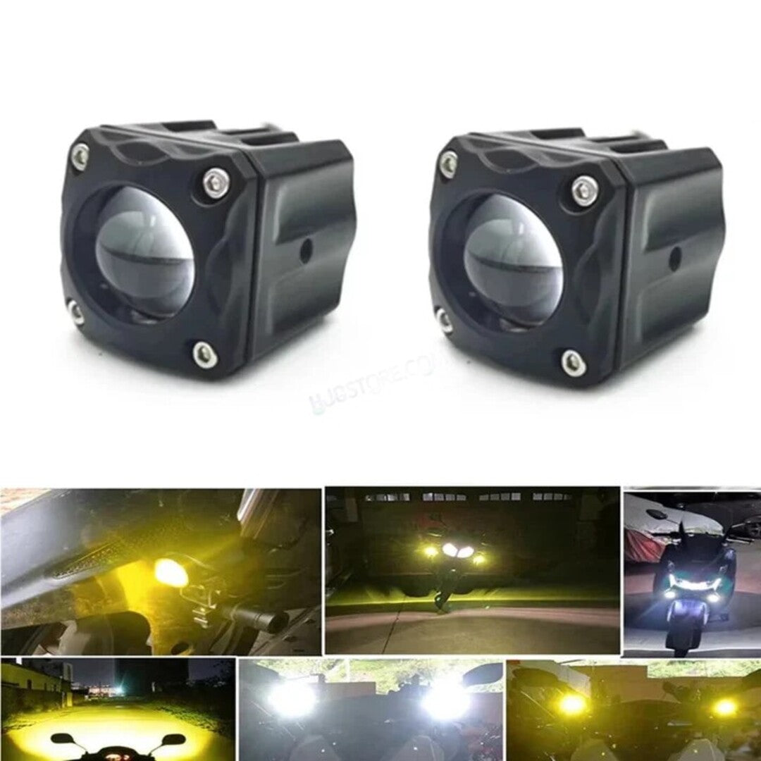 2 Pc Set HJG 120W Mini Projector Driving Fog Lights Three Color With Devil Eye Function For All Bikes, Cars - Jeep