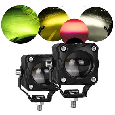 1 Pc HJG 60W Mini Projector Driving Fog Lights Three Color With Devil Eye Function For All Bikes, Cars - Jeep