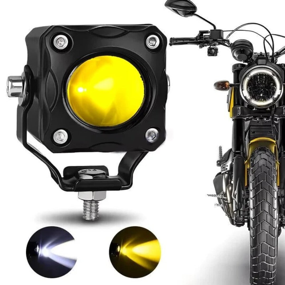 2 Pc Set HJG 120W Mini Projector Driving Fog Lights Three Color With Devil Eye Function For All Bikes, Cars - Jeep