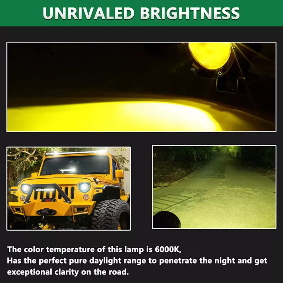 2 Pcs Set HJG 20W Floodlight Yellow Color Beam Fog Light