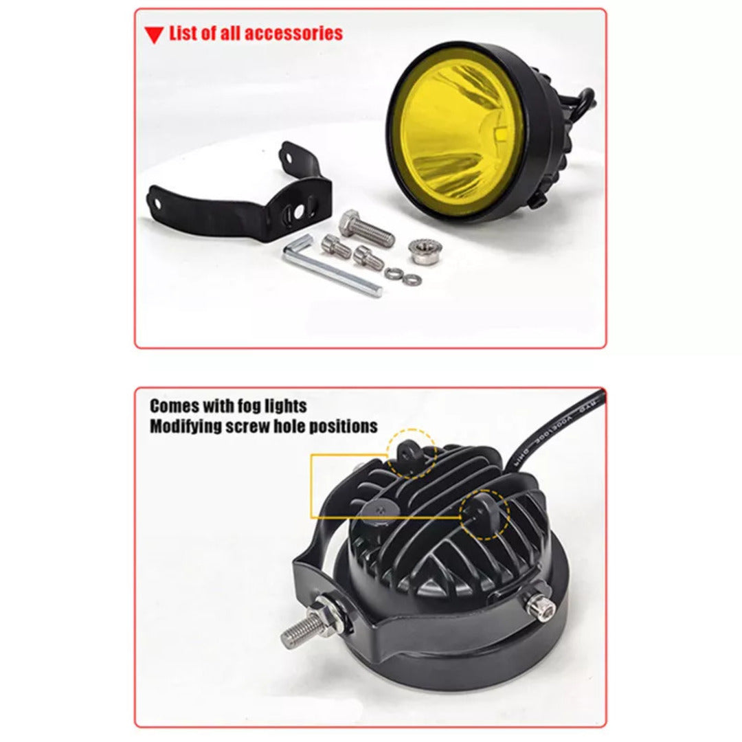 2 Pcs Set HJG 20W Floodlight Yellow Color Beam Fog Light