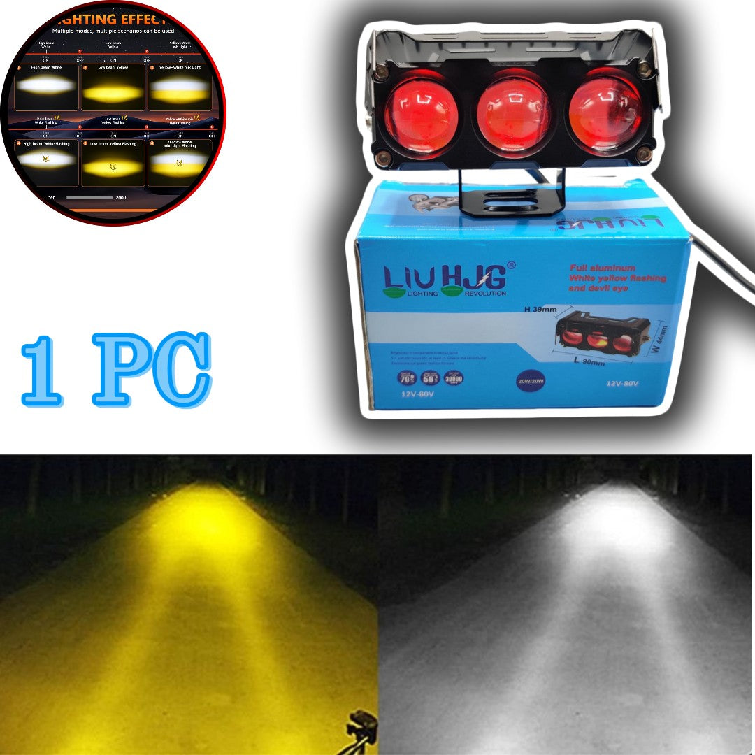 1 Pc HJG 3 Lens Devil Eye Light Dual Color Metal Body