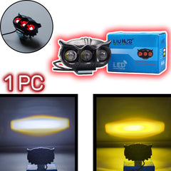 1 Pc ﻿HJG 3 SMD Owl Shape Spotlight Headlight 9D Lens Yellow-White Beam Fog Lights