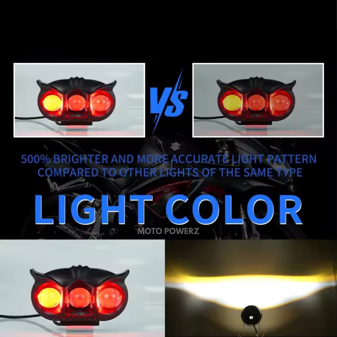 1 Pc ﻿HJG 3 SMD Owl Shape Spotlight Headlight 9D Lens Yellow-White Beam Fog Lights