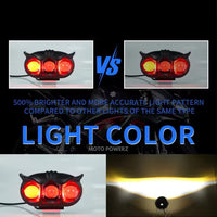 1 Pc ﻿HJG 3 SMD Owl Shape Spotlight Headlight 9D Lens Yellow-White Beam Fog Lights