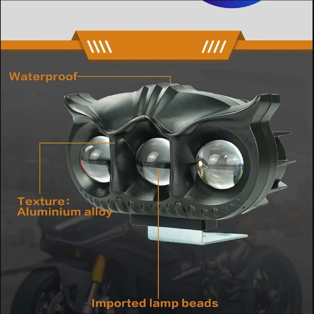 1 Pc ﻿HJG 3 SMD Owl Shape Spotlight Headlight 9D Lens Yellow-White Beam Fog Lights