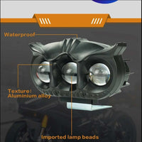1 Pc ﻿Economy Series 3 SMD Owl Shape Spotlight Headlight 9D Lens Yellow-White Beam Fog Lights