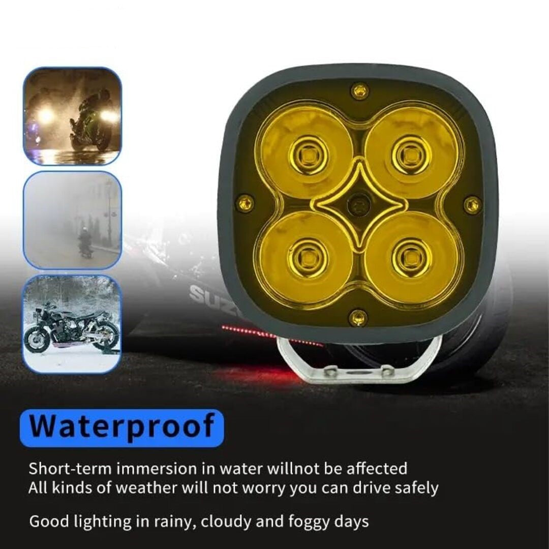 2 Pcs Set HJG 4 SMD Flood Light With Yellow Cover With Relay Wiring