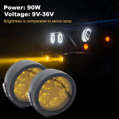 2 Pcs Set HJG 5 SMD Floodlight 100 Watt Cree SMD With Yellow Fog Covers And Wiring Bar Light