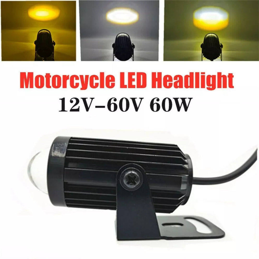 2 Pc Set HJG 60W Mini Projector Driving Fog Lights With Free Switch Dual Color With Devil Eye Function For All Bikes, Cars - Jeep