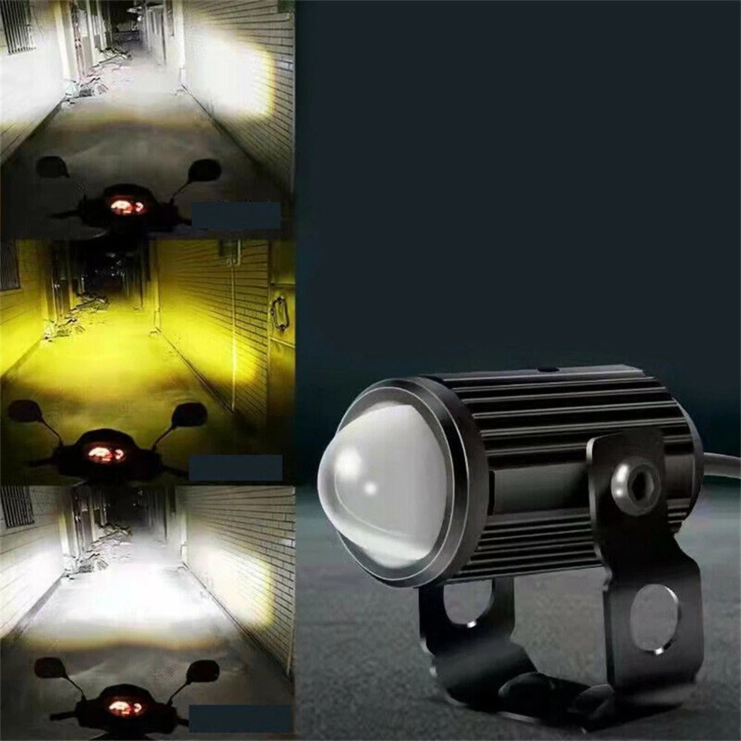 1 Pc HJG 60W Mini Projector Driving Fog Lights With Free Switch Dual Color With Devil Eye Function For All Bikes, Cars - Jeep