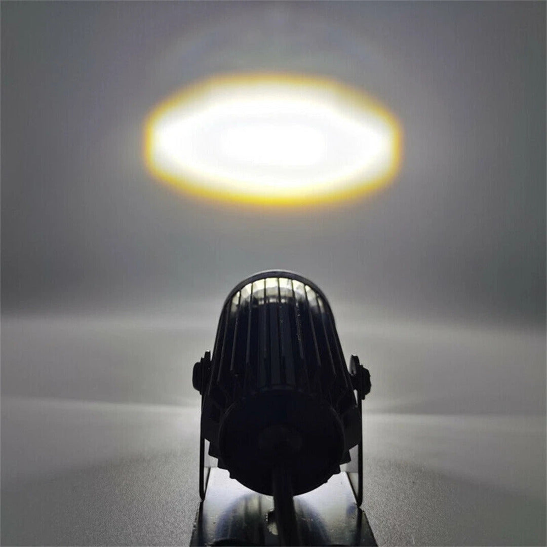 1 Pc HJG 60W Mini Projector Driving Fog Lights With Free Switch Dual Color With Devil Eye Function For All Bikes, Cars - Jeep