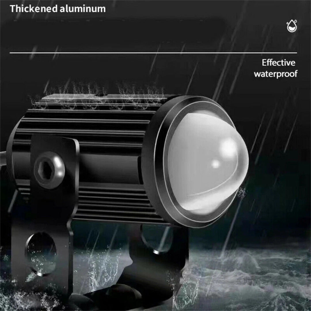 1 Pc HJG 60W Mini Projector Driving Fog Lights With Free Switch Dual Color With Devil Eye Function For All Bikes, Cars - Jeep