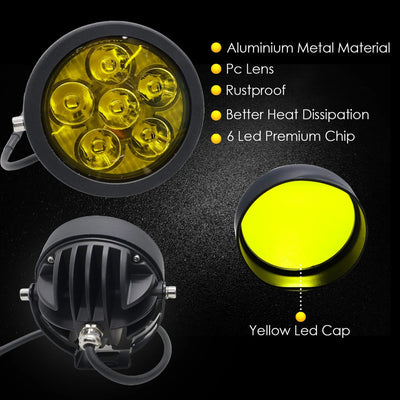 1 Pc HJG 6 SMD Floodlight 120 Watt Cree SMD With Yellow Fog Covers And Wiring Bar Light