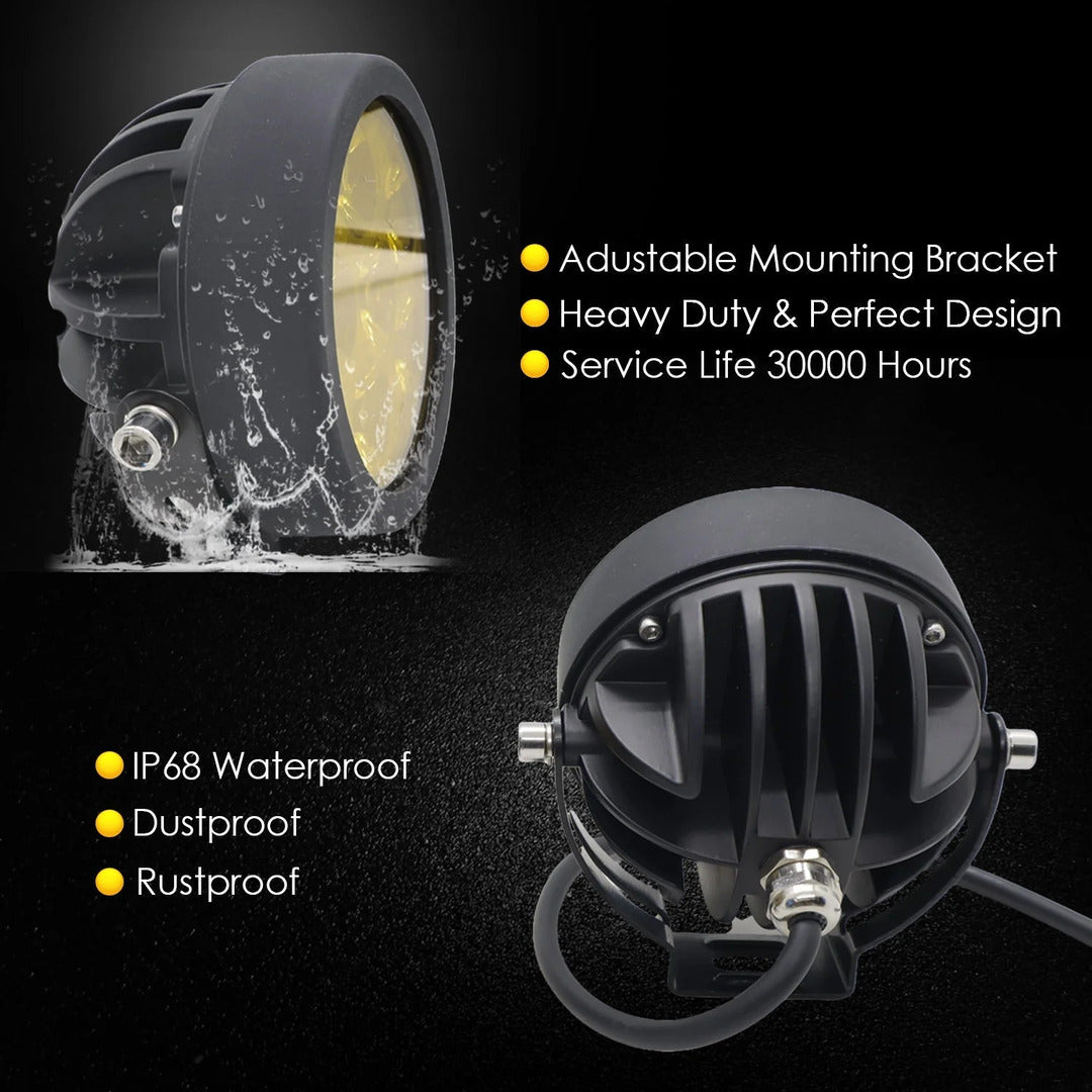 2 Pcs Set HJG 6 SMD Floodlight 120 Watt Cree SMD With Yellow Fog Covers And Wiring Bar Light