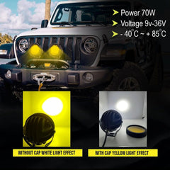 2 Pcs Set HJG 6 SMD Floodlight 120 Watt Cree SMD With Yellow Fog Covers And Wiring Bar Light