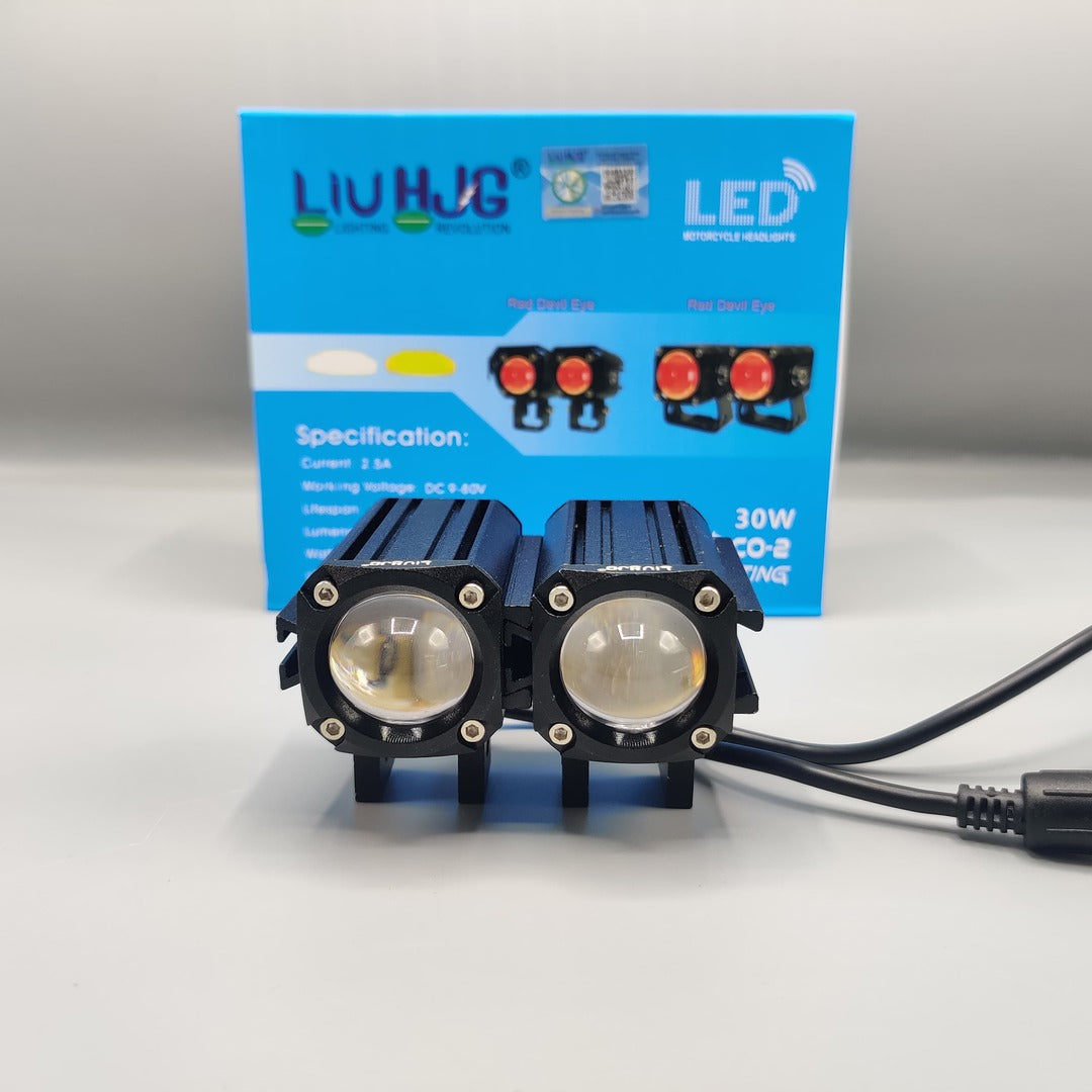 2 Pcs Set HJG Devil Eye Band Light With Dual Color Yellow/White Metal Body