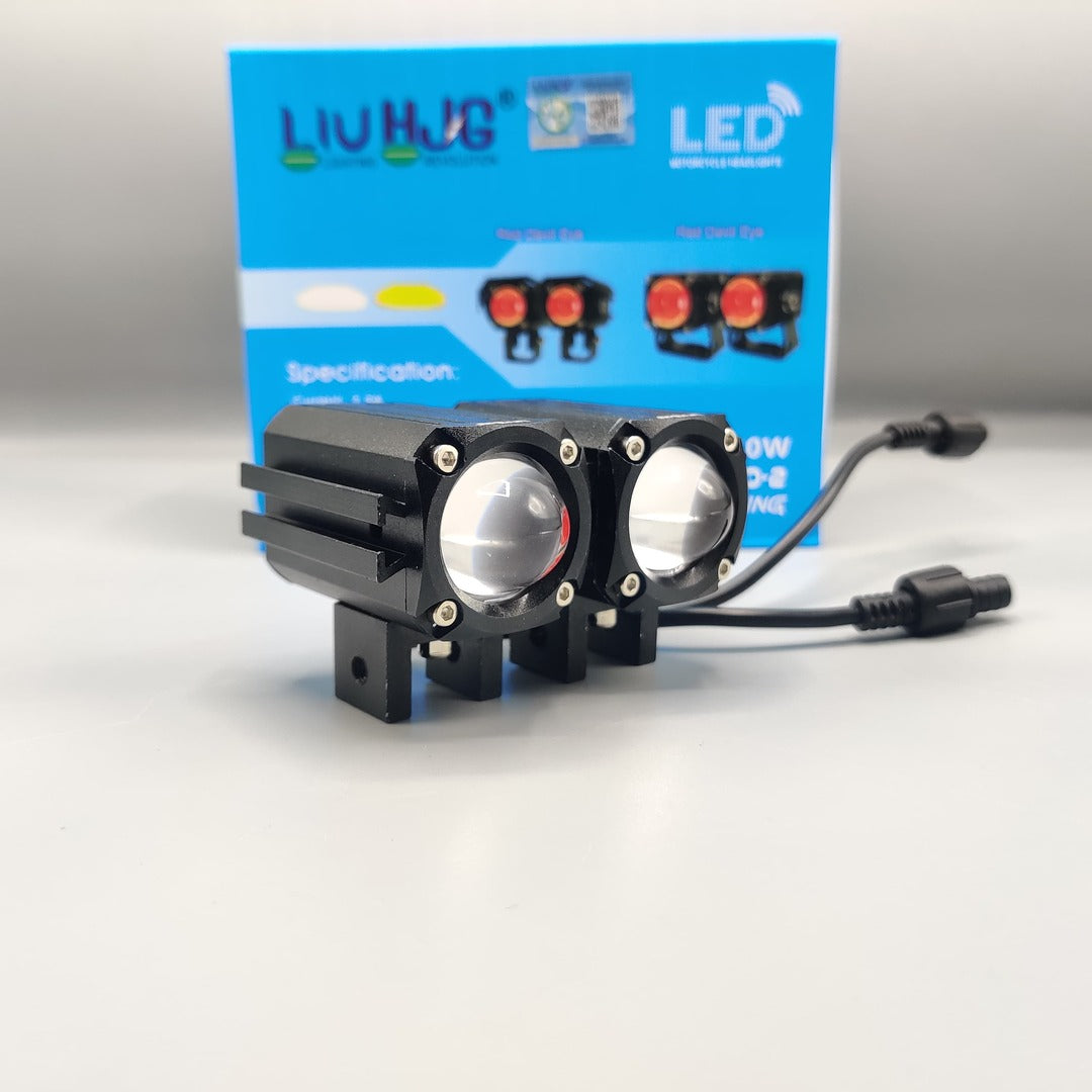 2 Pcs Set HJG Devil Eye Band Light With Dual Color Yellow/White Metal Body