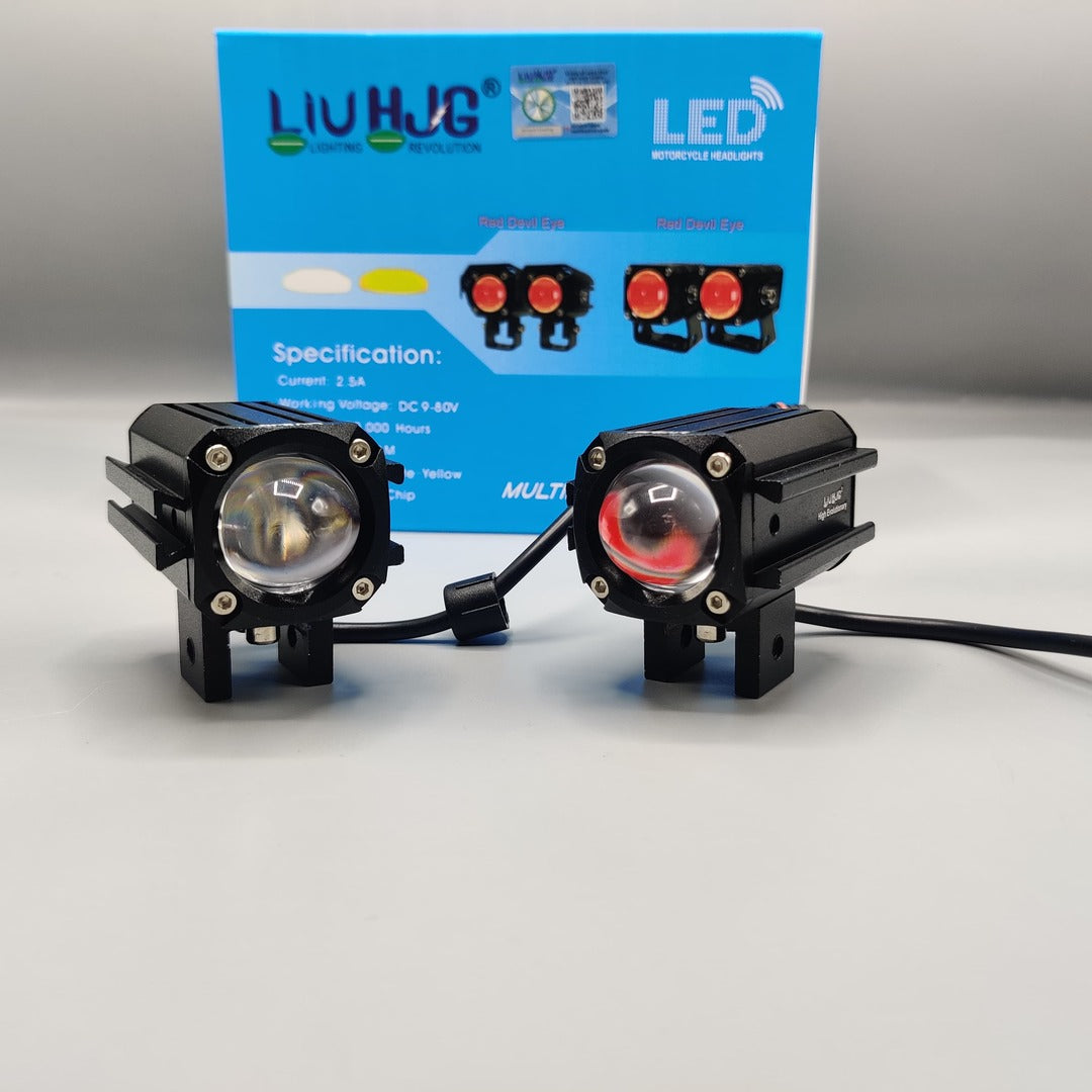 2 Pcs Set HJG Devil Eye Band Light With Dual Color Yellow/White Metal Body