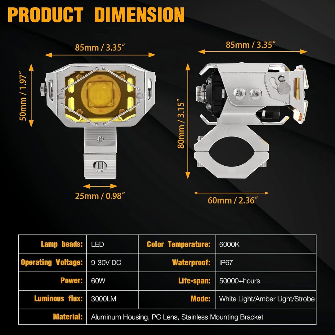 2 Pcs Set HJG Extreme Series Spot Light For Car Jeep With Yellow shutter or Wiring