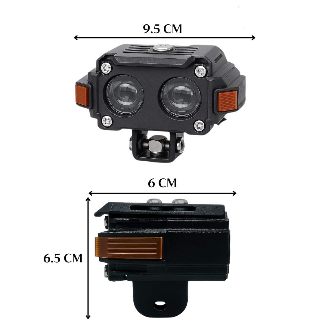1 Pc HJG Hazard Series Fog Light Double Lens 80W Orange Hazard DRL Fog light Ultra Wide Dual Colour Fog Light