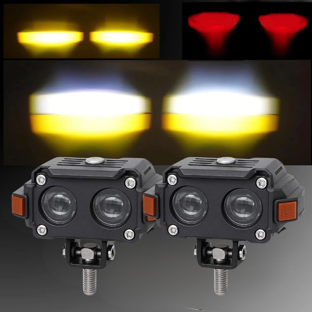 1 Pc HJG Hazard Series Fog Light Double Lens 80W Orange Hazard DRL Fog light Ultra Wide Dual Colour Fog Light