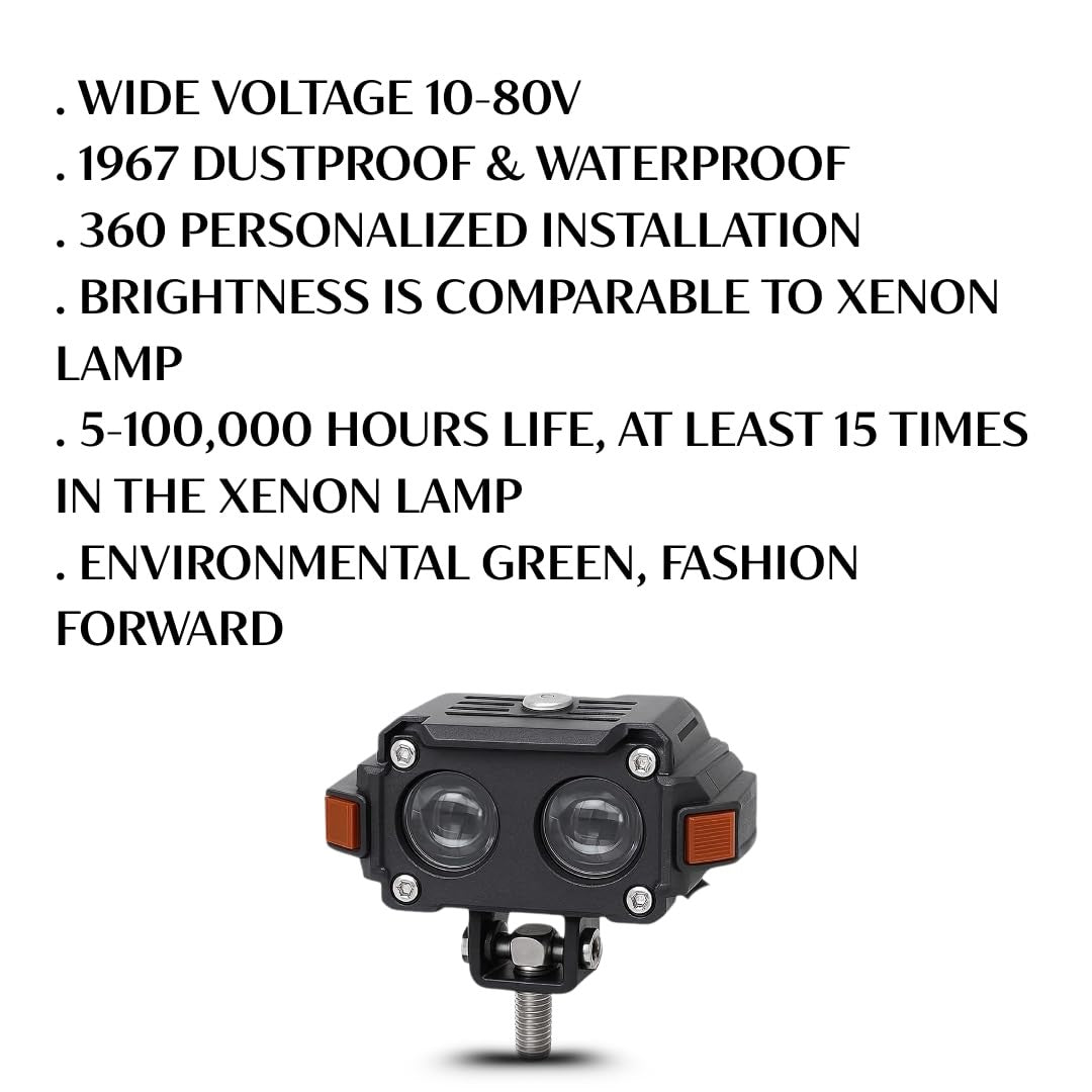 1 Pc HJG Hazard Series Fog Light Double Lens 80W Orange Hazard DRL Fog light Ultra Wide Dual Colour Fog Light