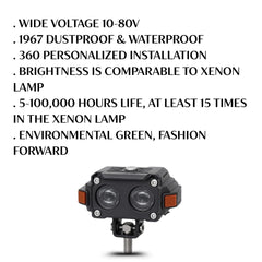 1 Pc HJG Hazard Series Fog Light Double Lens 80W Orange Hazard DRL Fog light Ultra Wide Dual Colour Fog Light