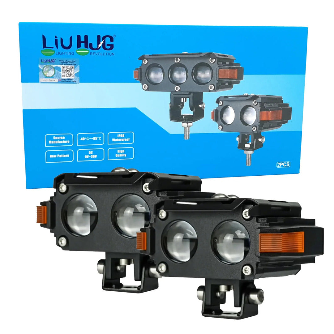 1 Pc HJG Hazard Series Fog Light Double Lens 80W Orange Hazard DRL Fog light Ultra Wide Dual Colour Fog Light