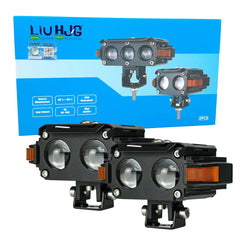 1 Pc HJG Hazard Series Fog Light Double Lens 80W Orange Hazard DRL Fog light Ultra Wide Dual Colour Fog Light